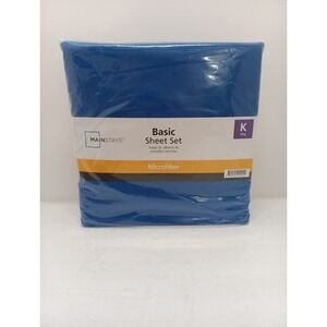 Mainstays Basic Sheet Set King Size Microfiber Blue Complete Brand New